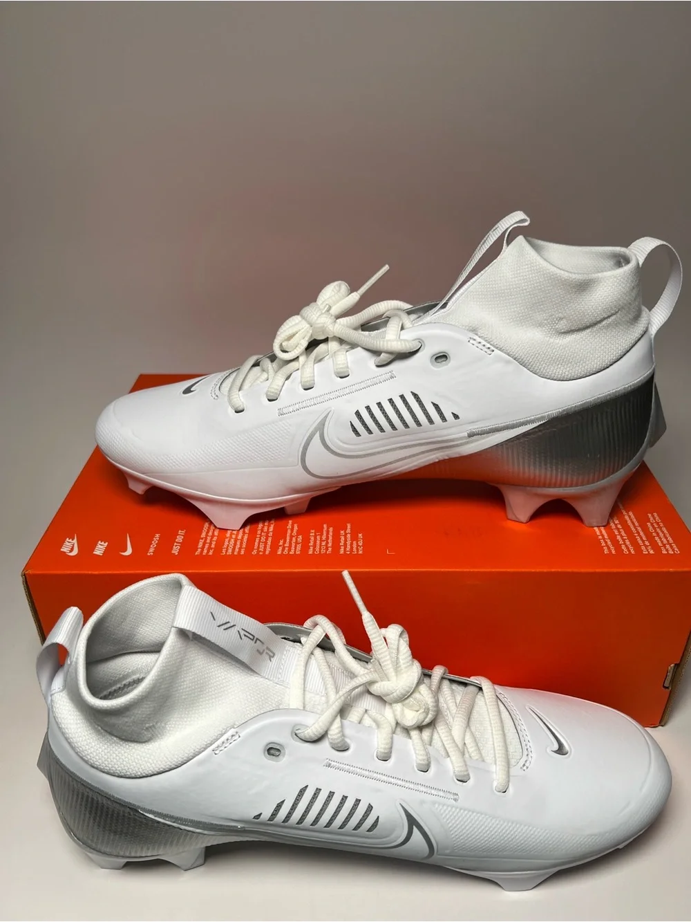 Nike Vapor Edge Pro 360 2 White Chrome Football Cleats DA5456-102 Mens Size 10